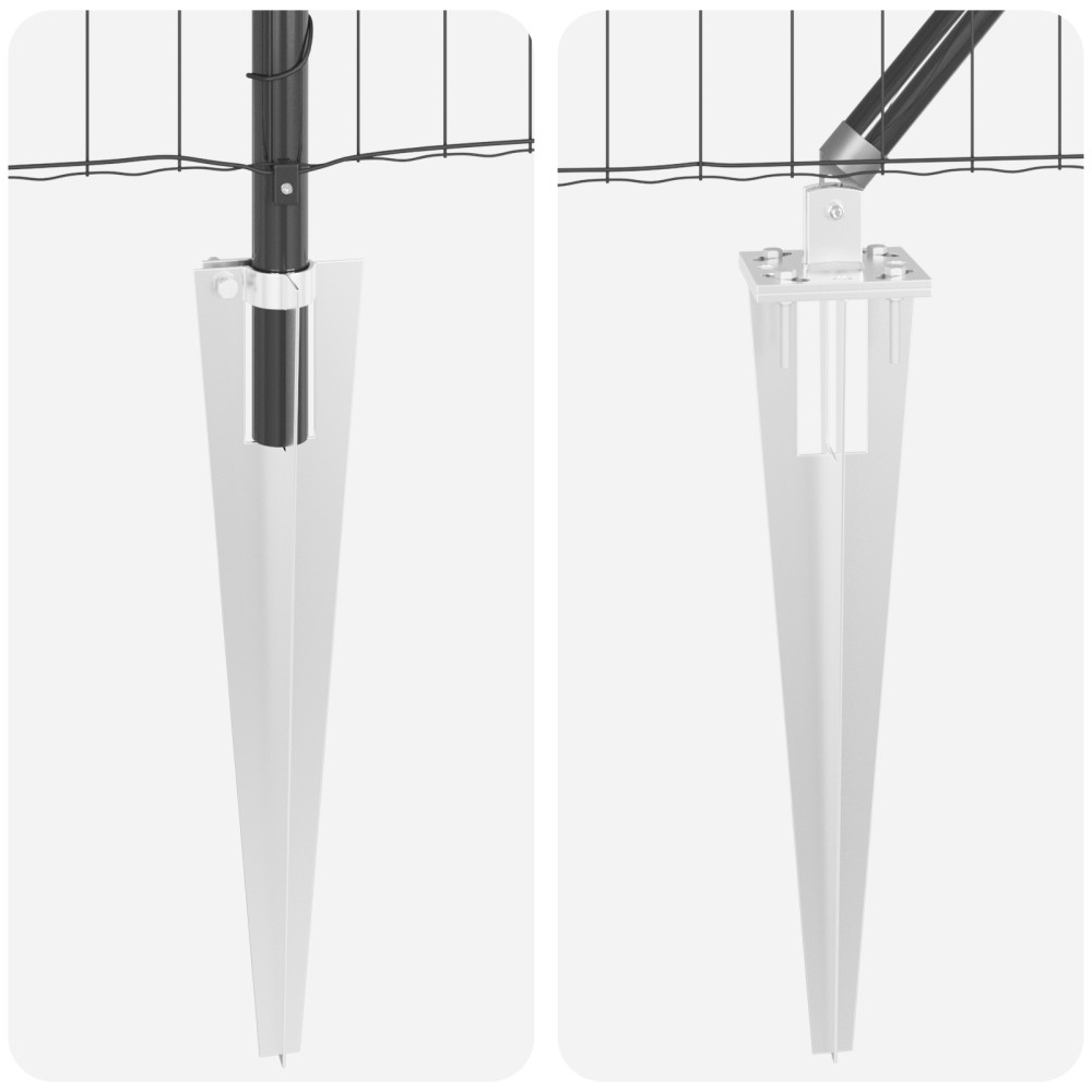 Produktbild för Utomhus Euro Stängsel med Spikar 25 x 1 m PVC-belagda stål Grå