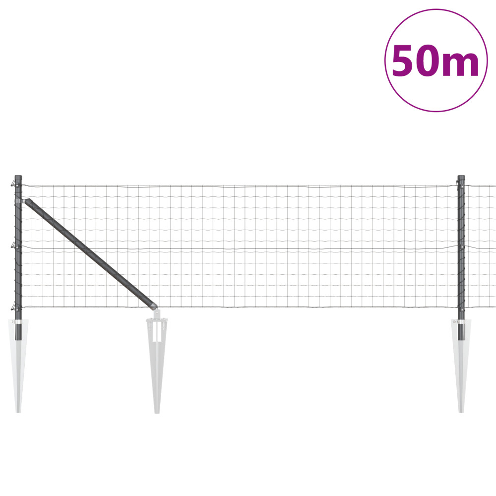 Produktbild för Utomhus Euro Stängsel med Spikar 50 x 0,6 m PVC-belagda stål