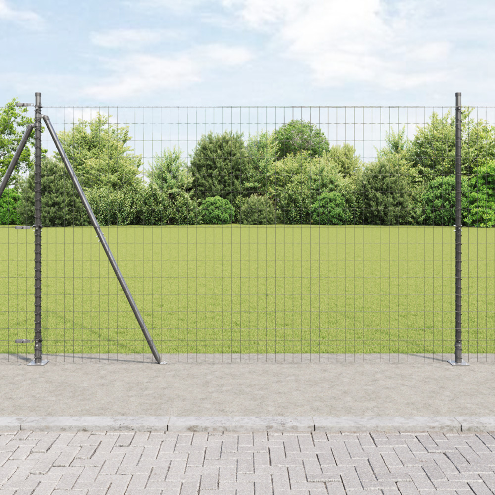 Produktbild för Svetsat Stålstaket med Betongbas 10 x 1,6 m (B x H)