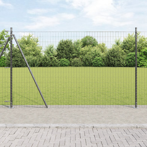 vidaXL Svetsat Stålstaket med Betongbas 10 x 1,6 m (B x H)