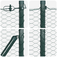Produktbild för Utomhus hexagonal stängsel med stolpe 10 x 1 m PVC-belagda stål