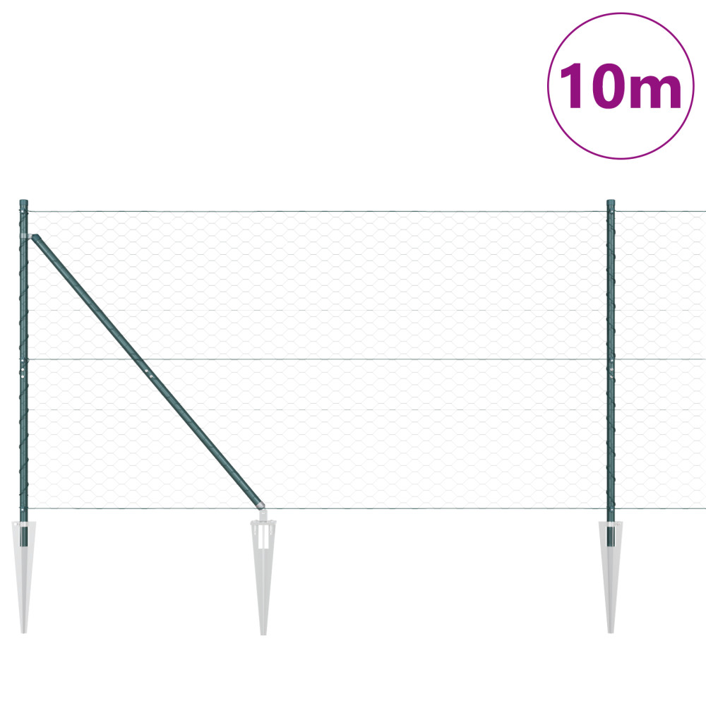 Produktbild för Utomhus hexagonal stängsel med stolpe 10 x 1,2 m Grön Mesh