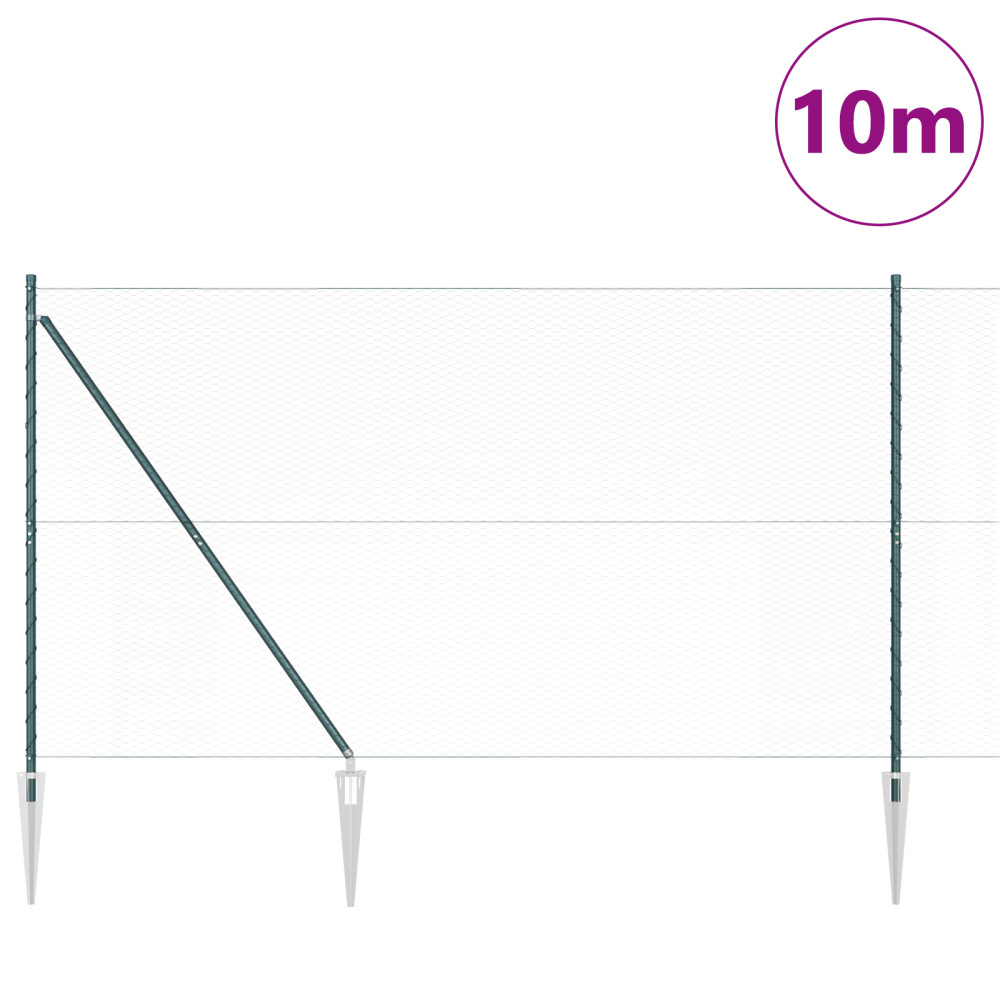 Produktbild för Utomhus hexagonal stängsel med stolpe 10 x 1,6 m Grön Mesh