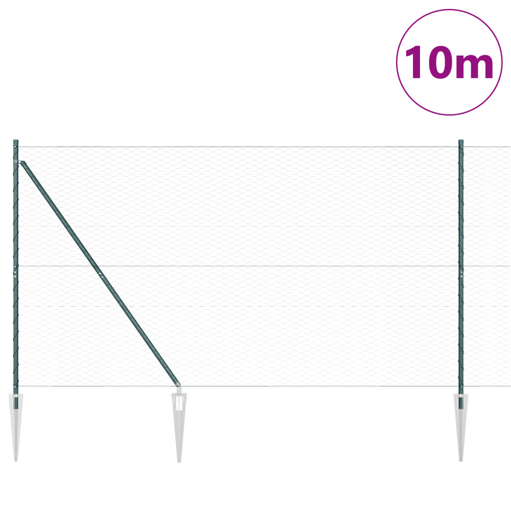 Produktbild för Utomhus hexagonal stängsel med stolpe 10 x 1,6 m Grön Mesh