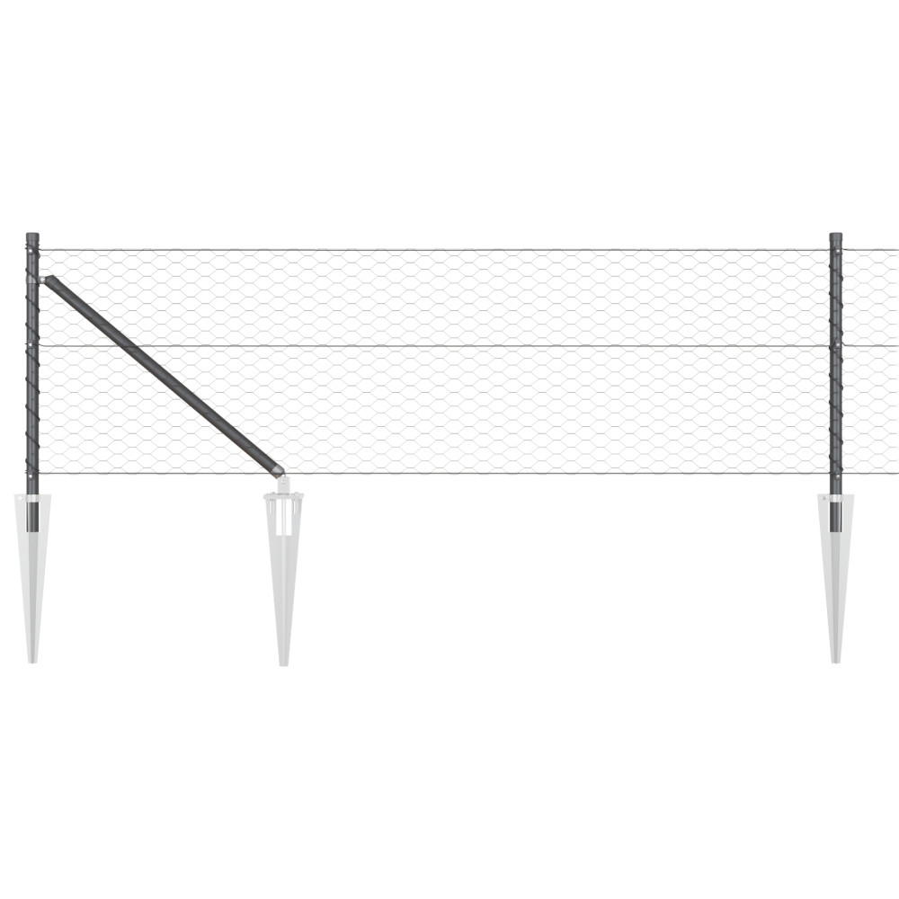 Produktbild för Utomhus hexagonal stängsel med stolpe 10 x 0,6 m Grå Mesh