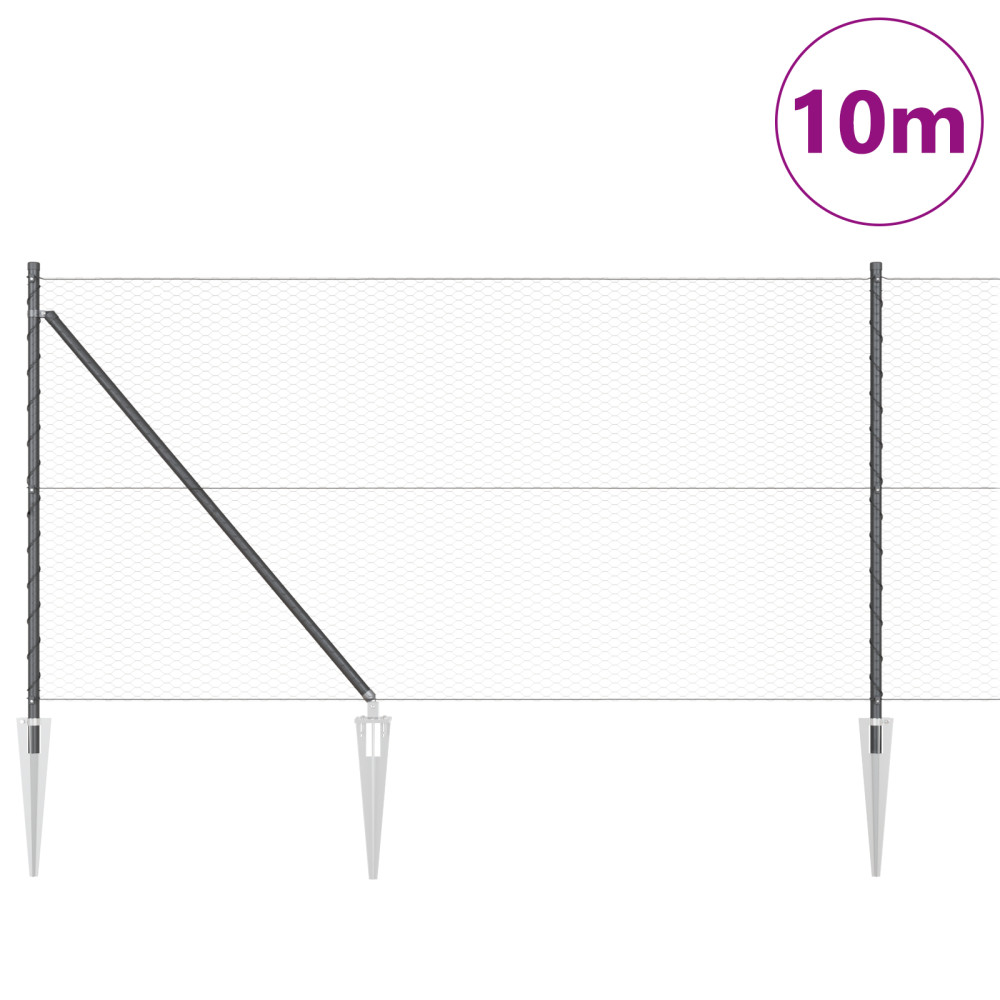 Produktbild för Utomhus hexagonal stängsel med stolpe 10 x 1 m PVC-belagda stål