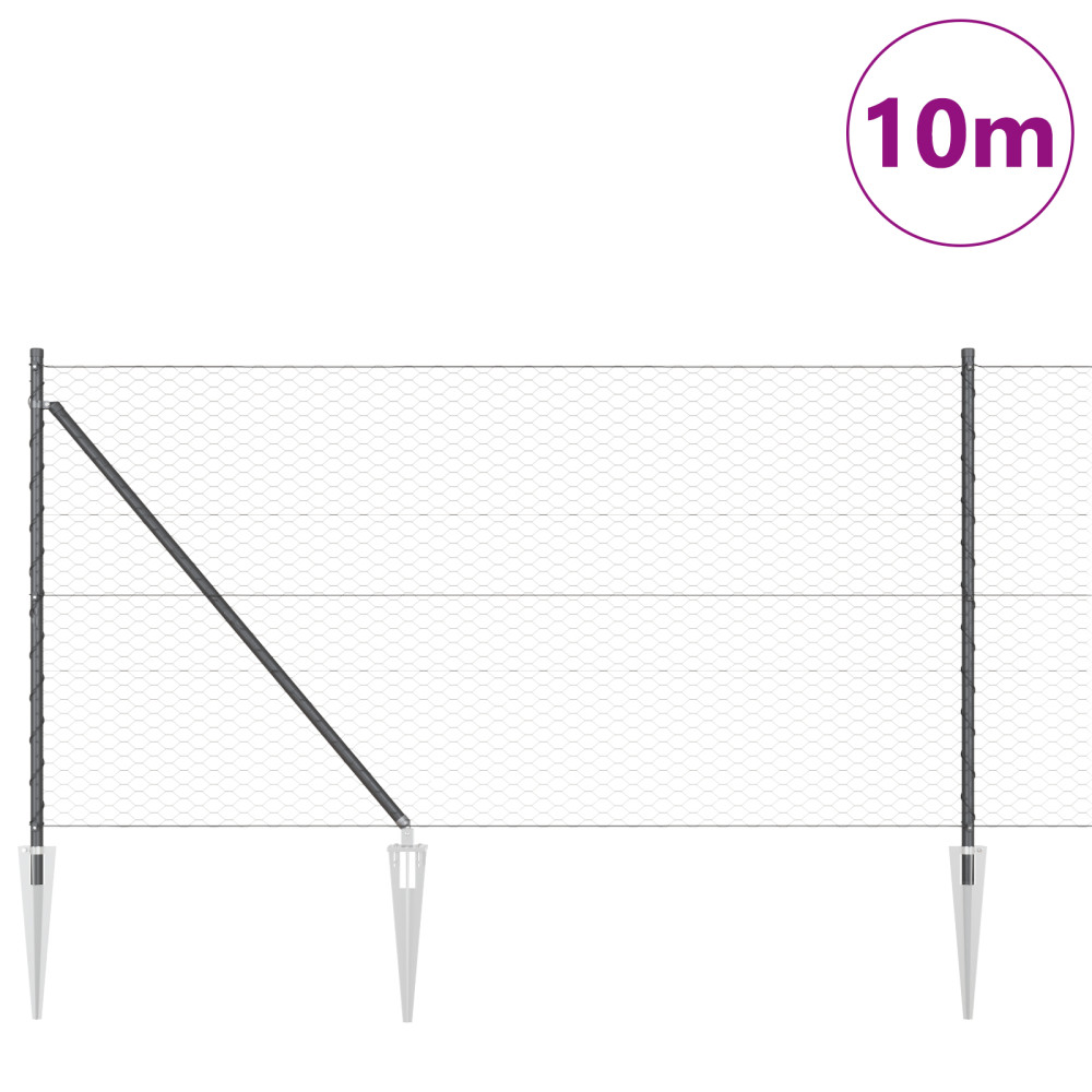 Produktbild för Utomhus hexagonal stängsel med stolpe 10 x 1 m PVC-belagda stål