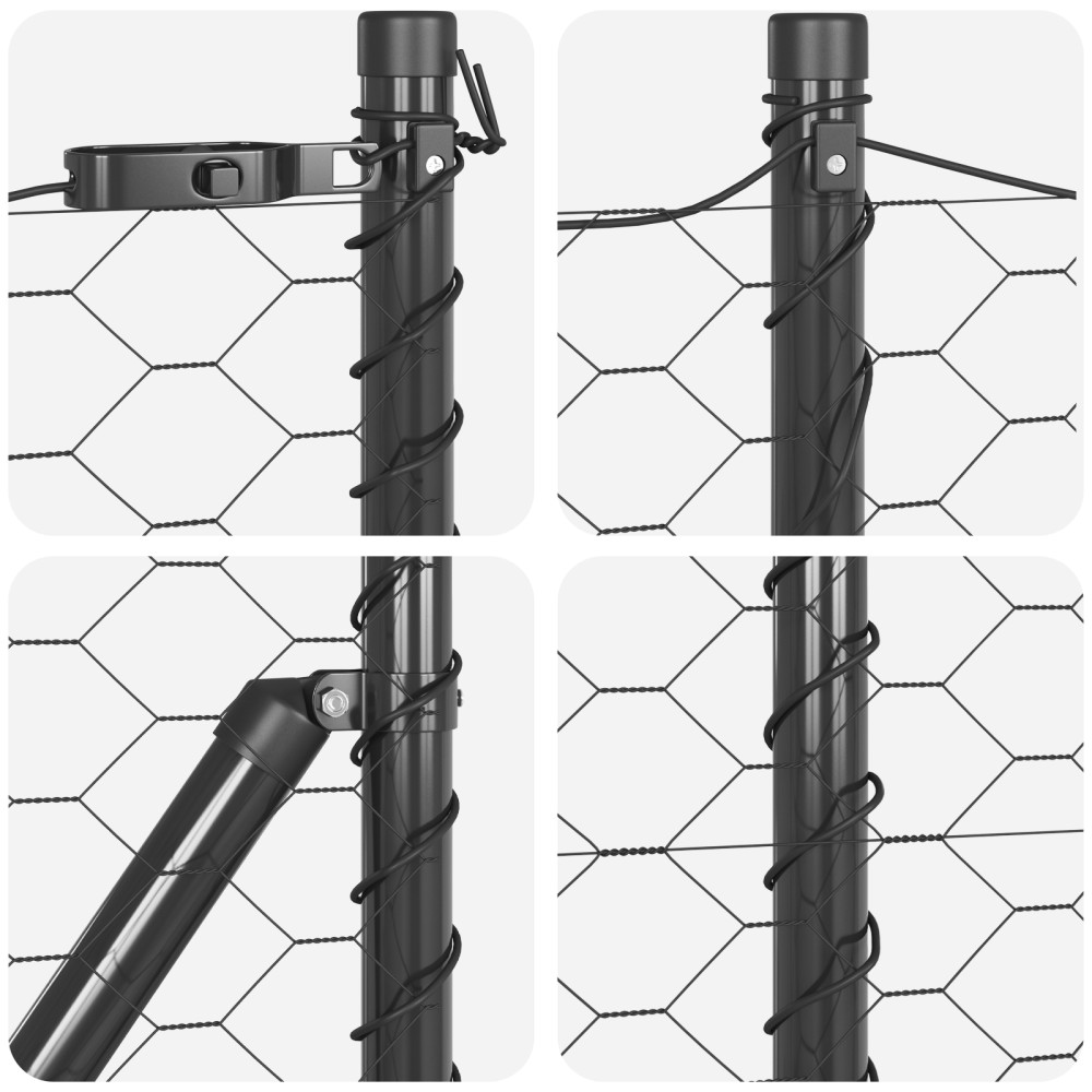 Produktbild för Utomhus hexagonal stängsel med stolpe 10 x 1 m PVC-belagda stål