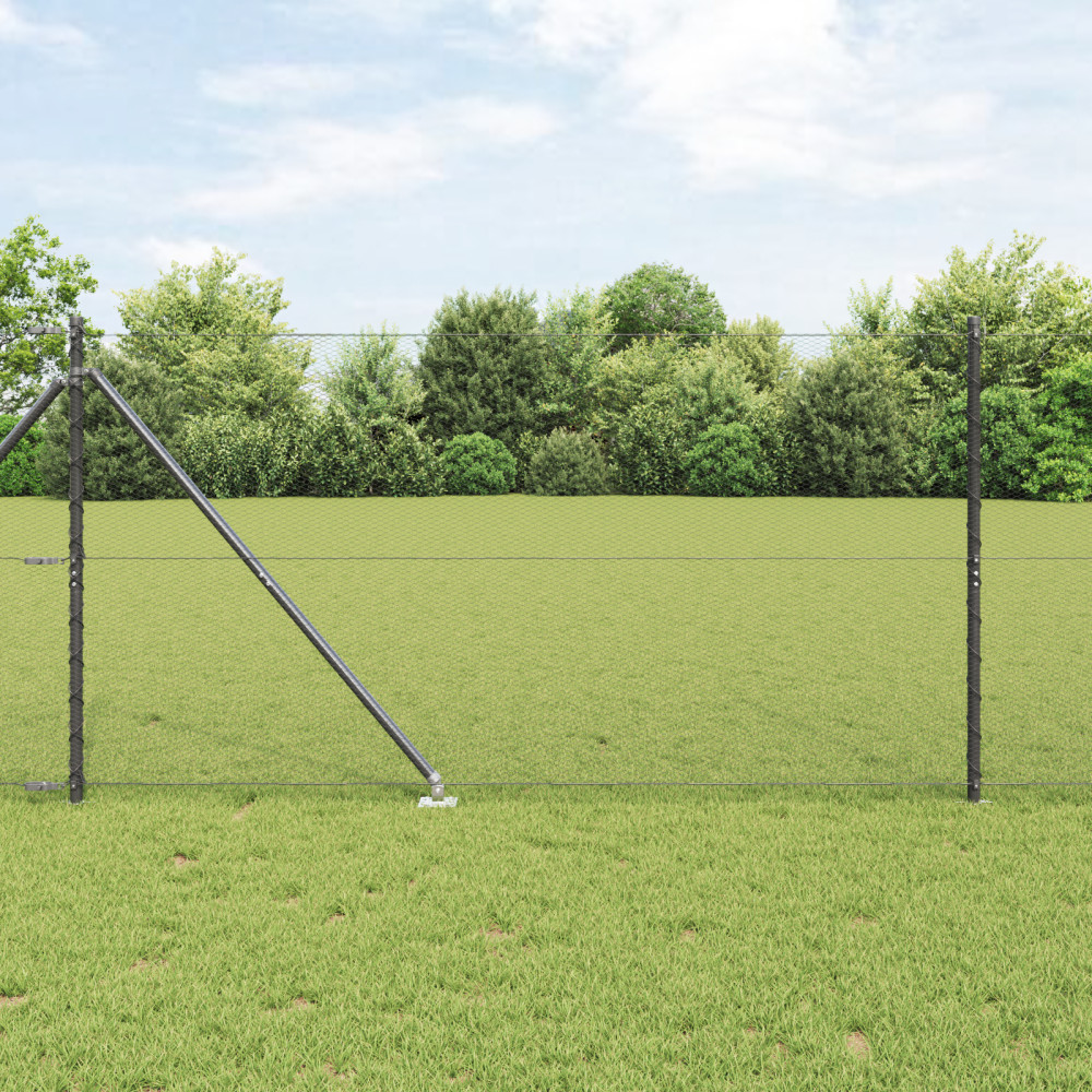 Produktbild för Utomhus hexagonal stängsel med stolpe 10 x 1,4 m Grå Mesh