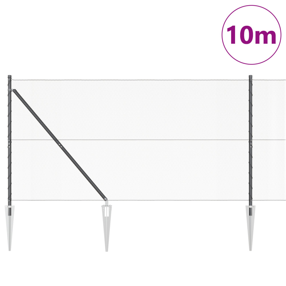 Produktbild för Utomhus hexagonal stängsel med stolpe 10 x 1,4 m Grå Mesh