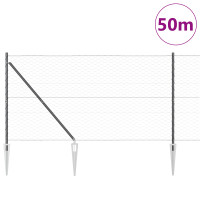 Produktbild för Sexkantigt staket med stolpe 50 x 1,4 m PVC-belagda stål Grå