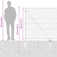 Produktbild för Sexkantigt staket med stolpe 50 x 1,4 m PVC-belagda stål Grå