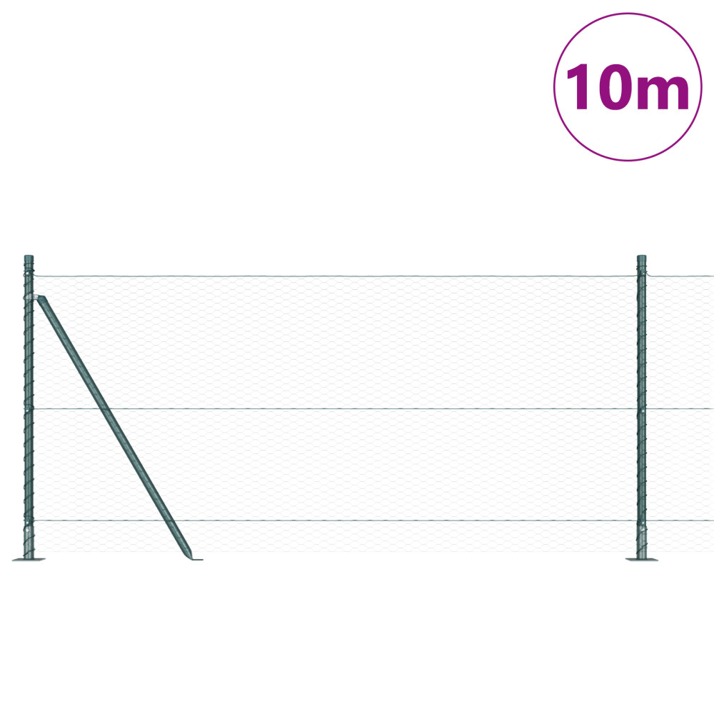Produktbild för Utomhus hexagonal stängsel med betongfundament 10 x 1 m Grön