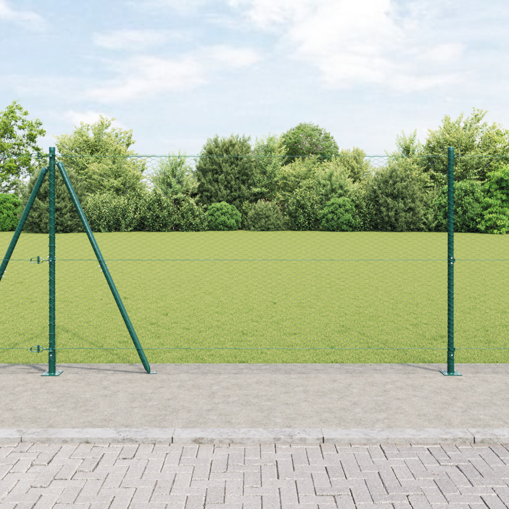 Produktbild för Hexagonal stängsel med betongfundament 10 x 1,2 m Grön Mesh