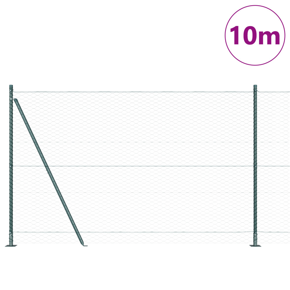 Produktbild för Utomhus hexagonal stängsel med betongfundament 10 x 1,6 m Grön