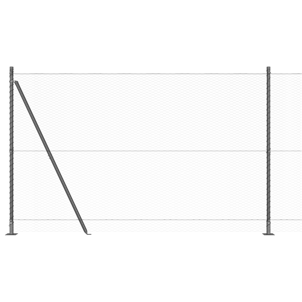 Produktbild för Hexagonal stängsel med betongfundament 10 x 1,5 m Grå Mesh