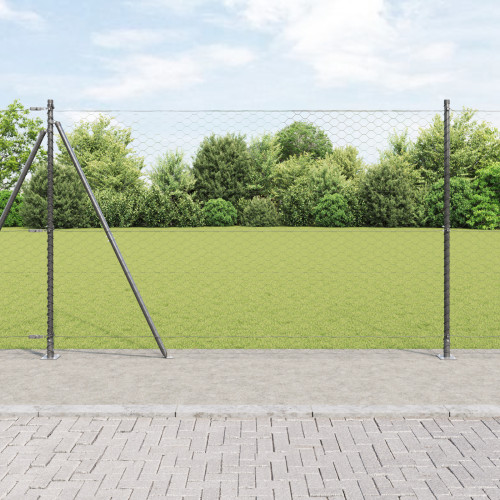 vidaXL Hexagonal stängsel med betongfundament 50 x 1,4 m Grå Mesh