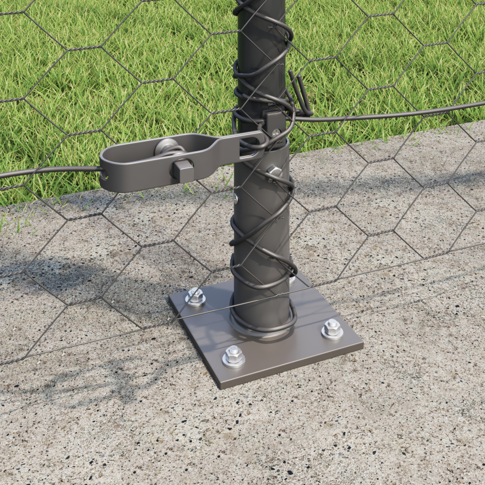 Produktbild för Hexagonal stängsel med betongfundament 50 x 1,4 m Grå Mesh