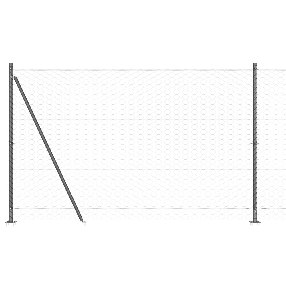 Produktbild för Hexagonal stängsel med betongfundament 50 x 1,4 m Grå Mesh