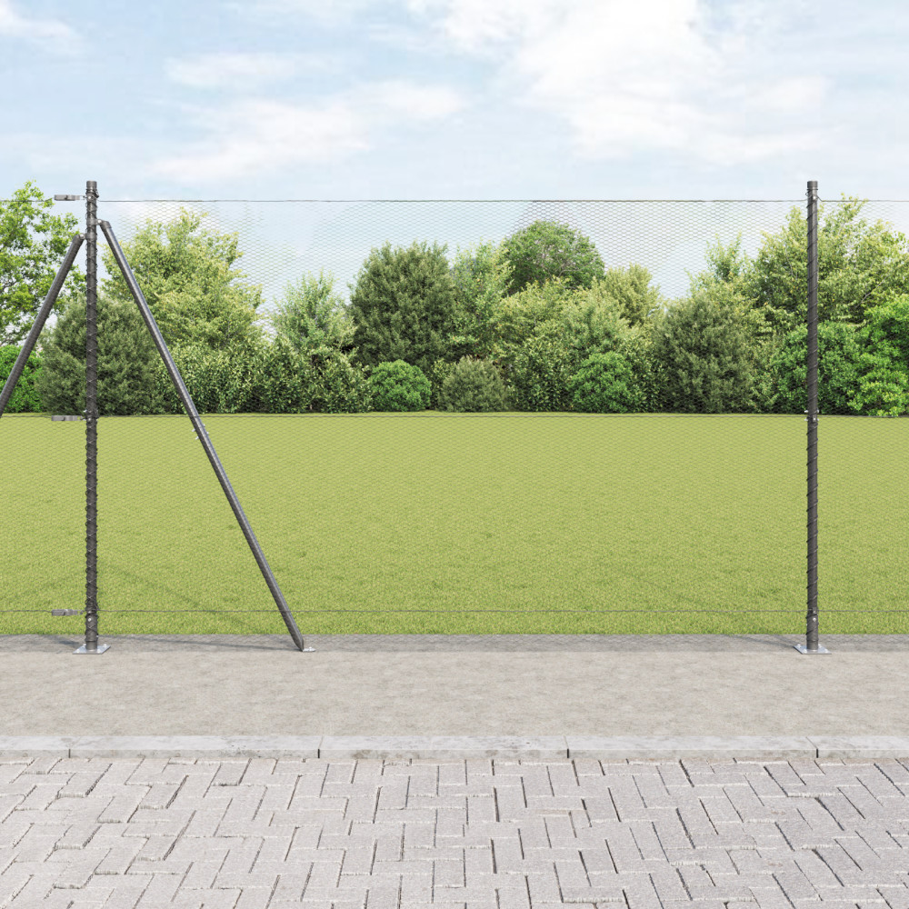 Produktbild för Hexagonal stängsel med betongfundament 50 x 1,5 m Grå Mesh