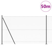 Produktbild för Hexagonal stängsel med betongfundament 50 x 1,5 m Grå Mesh