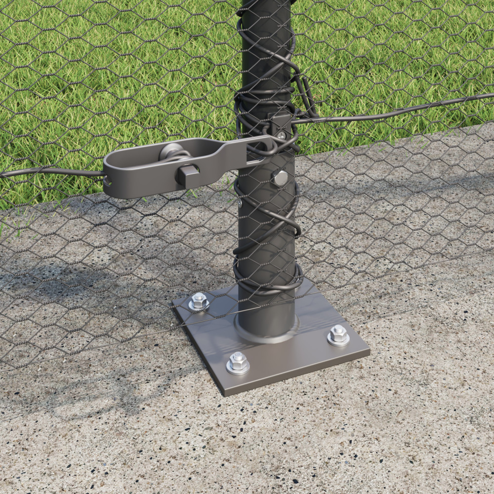 Produktbild för Hexagonal stängsel med betongfundament 50 x 1,5 m Grå Mesh