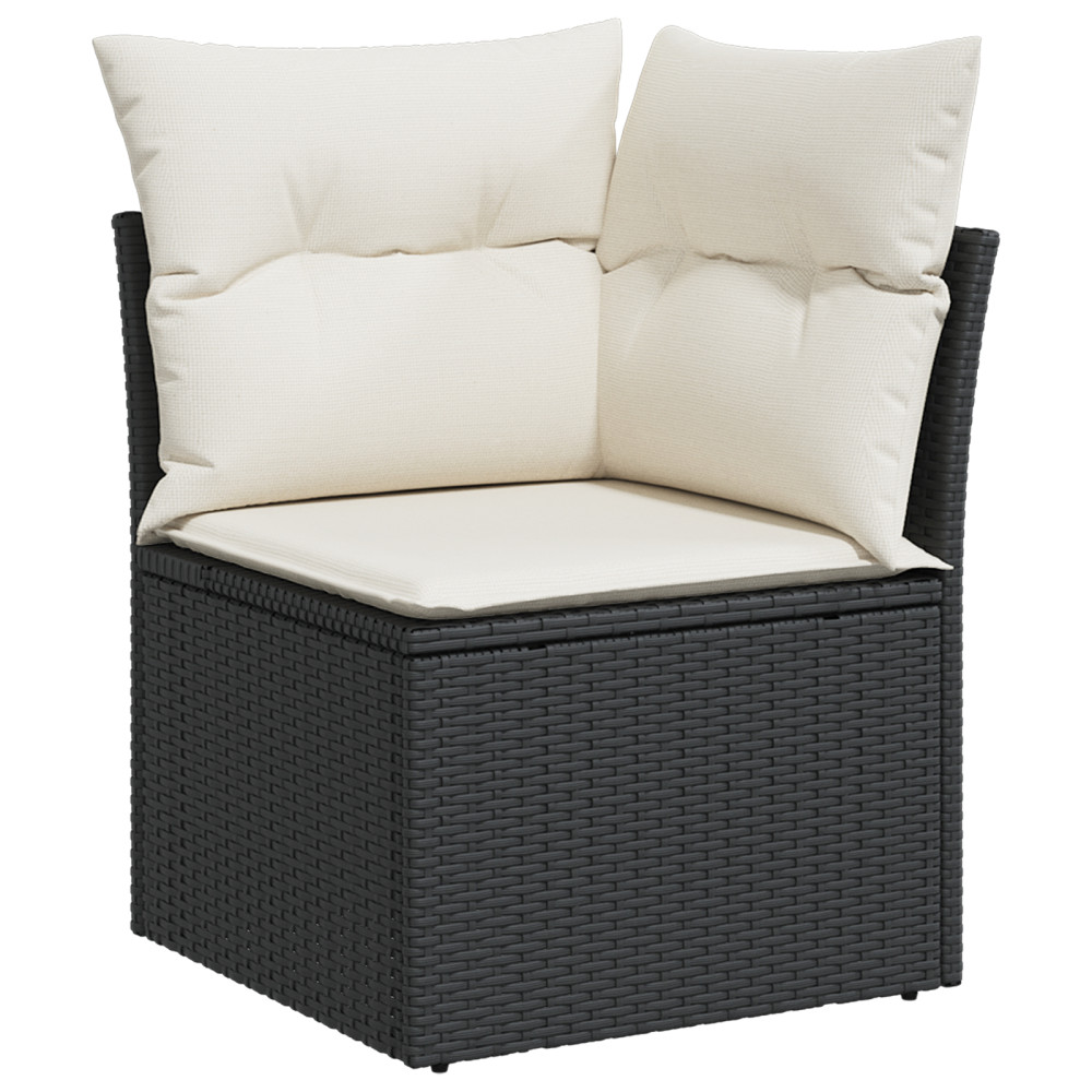 Produktbild för Trädgårdsoffset med kudde 7 pcs Svart och kräm 55 x 55 x 37 cm