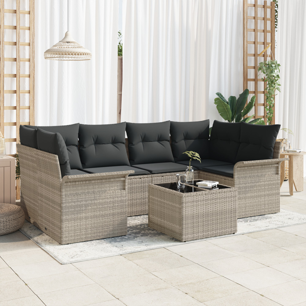 Produktbild för Trädgårdsoffset 7 pcs Ljusgrå och mörkgrå 55 x 55 x 37 cm