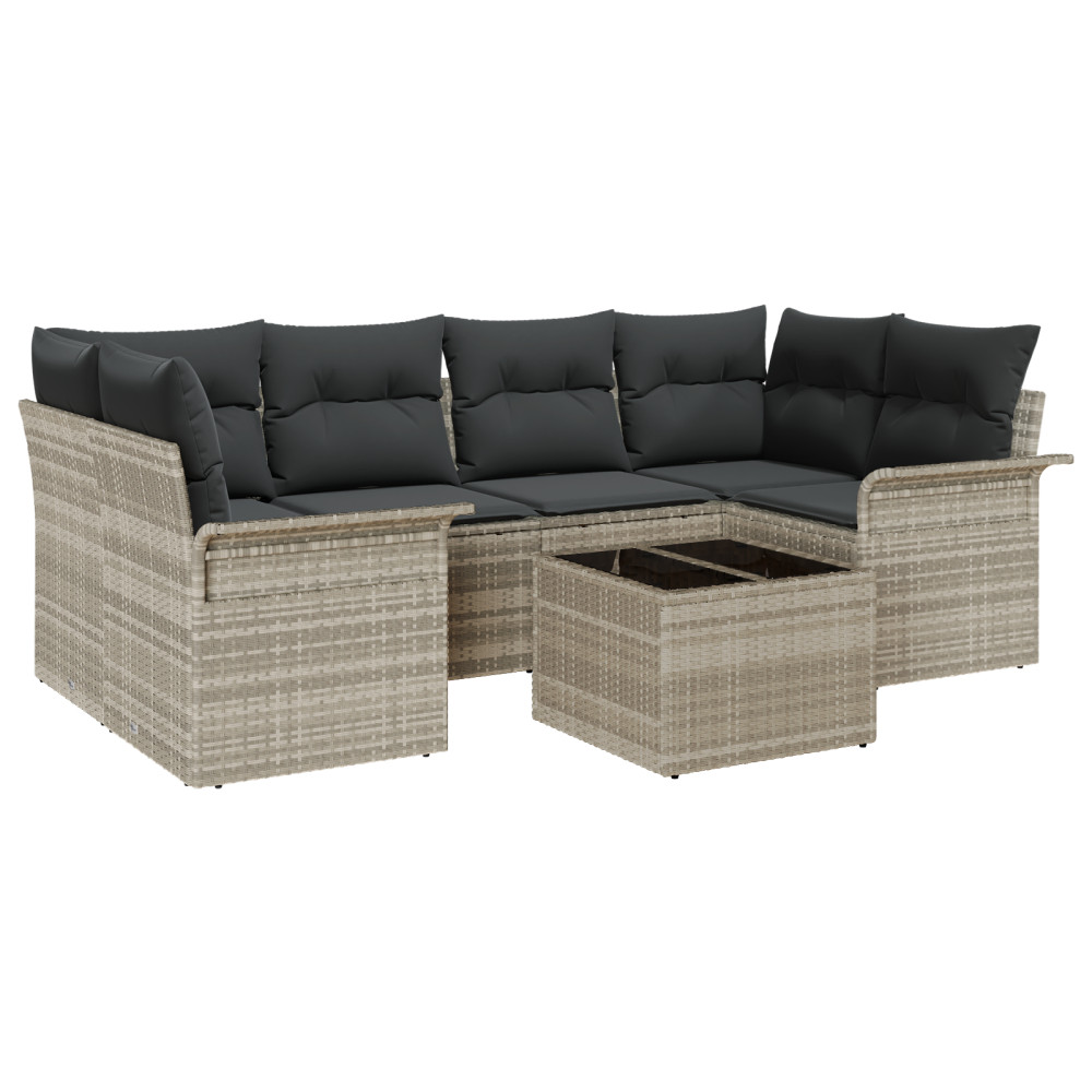 Produktbild för Trädgårdsoffset 7 pcs Ljusgrå och mörkgrå 55 x 55 x 37 cm