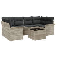 Produktbild för Trädgårdsoffset 7 pcs Ljusgrå och mörkgrå 55 x 55 x 37 cm
