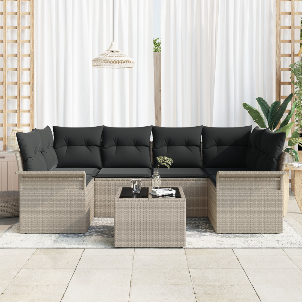 Produktbild för Trädgårdsoffset 7 pcs Ljusgrå och mörkgrå 55 x 55 x 37 cm