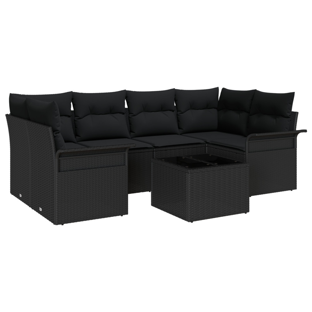 Produktbild för Trädgårdsoffset 7 pcs Svart 55 x 55 x 37 cm konstrotting
