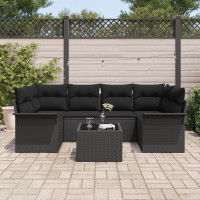 Produktbild för Trädgårdsoffset 7 pcs Svart 55 x 55 x 37 cm konstrotting