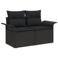 Produktbild för Trädgårdsoffset 7 pcs Svart 55 x 55 x 37 cm konstrotting