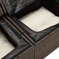 Produktbild för Trädgårdsoffset med kudde 8 pcs Brun och Kräm konstrotting