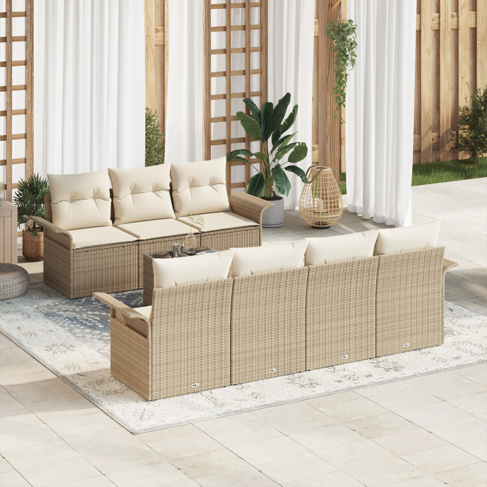 Produktbild för Trädgårdsoffset 8 pcs Beige och gräddfärgad konstrotting
