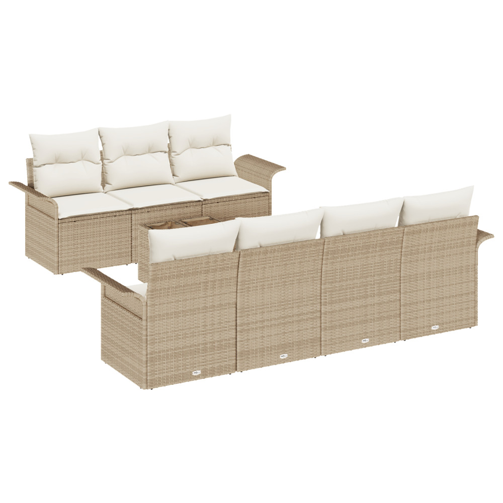 Produktbild för Trädgårdsoffset 8 pcs Beige och gräddfärgad konstrotting