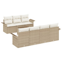 Produktbild för Trädgårdsoffset 8 pcs Beige och gräddfärgad konstrotting