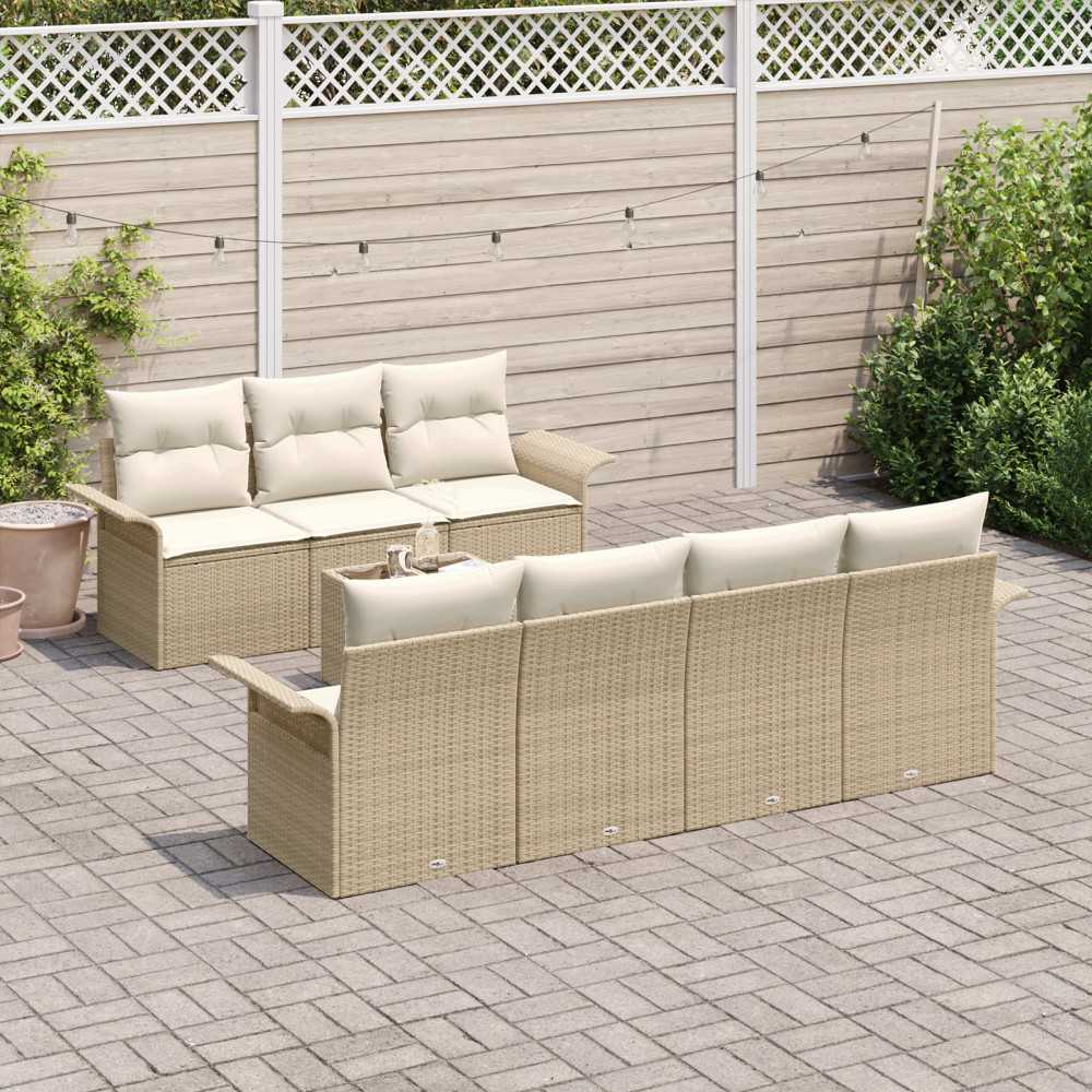 Produktbild för Trädgårdsoffset 8 pcs Beige och gräddfärgad konstrotting
