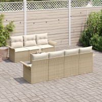 Produktbild för Trädgårdsoffset 8 pcs Beige och gräddfärgad konstrotting