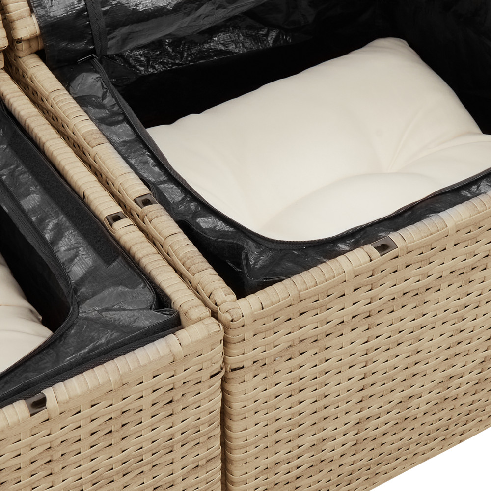 Produktbild för Trädgårdsoffset 8 pcs Beige och gräddfärgad konstrotting