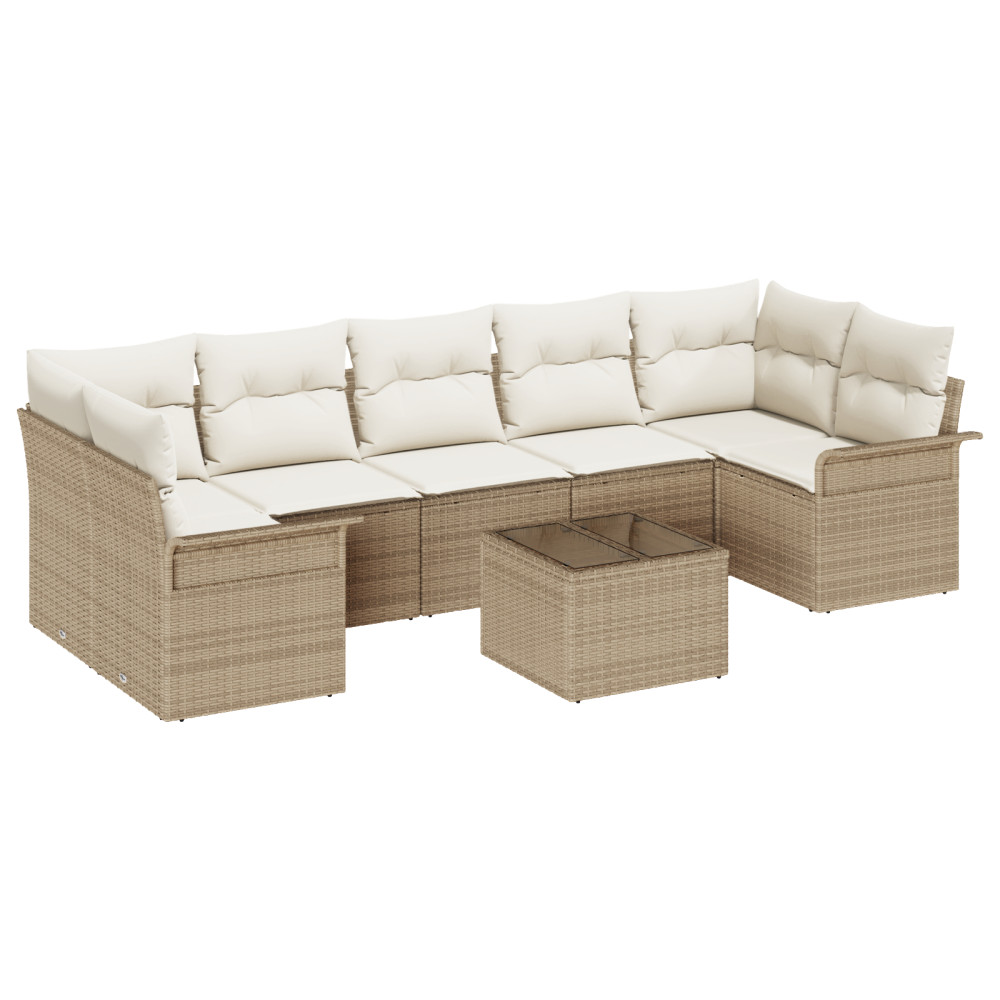 Produktbild för Trädgårdsoffset 8 pcs Beige och gräddfärgad konstrotting