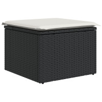 Produktbild för Trädgårdsoffset med kudde med lagring 4 pcs Svart Poly rattan