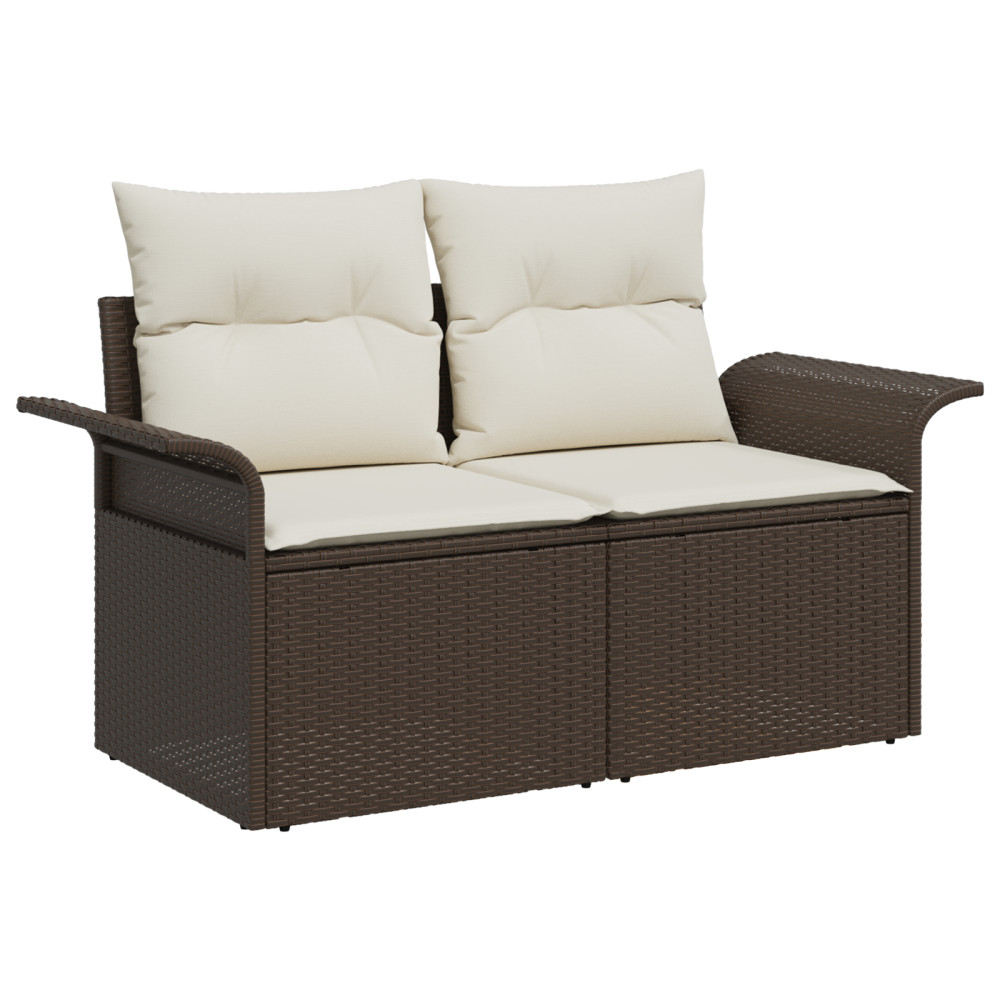 Produktbild för Trädgårdsoffset med kudde med lagring 4 pcs Brun Poly rattan