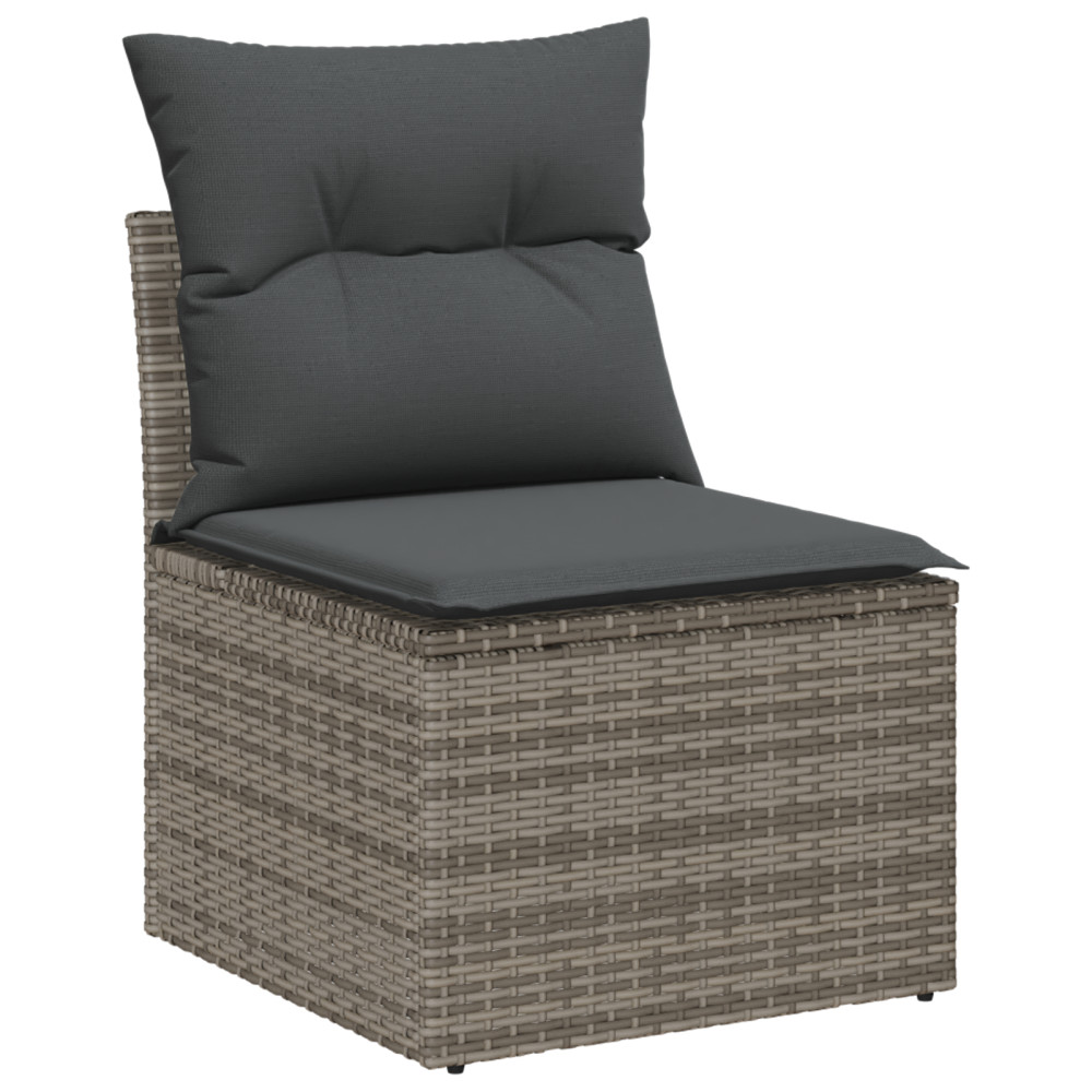 Produktbild för Trädgårdsoffset med kudde med lagring 4 pcs Grå Poly rattan