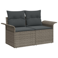 Produktbild för Trädgårdsoffset med kudde med lagring 4 pcs Grå Poly rattan