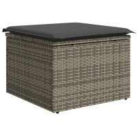 Produktbild för Trädgårdsoffset med kudde med lagring 4 pcs Grå Poly rattan