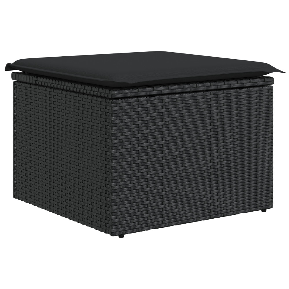 Produktbild för Trädgårdsoffset med kudde 6 pcs Svart Poly rattan