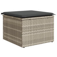 Produktbild för Trädgårdsoffset med kudde 7 pcs Ljusgrå Poly rattan