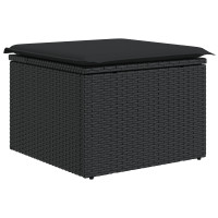Produktbild för Trädgårdsoffset med kudde 7 pcs Svart Poly rattan